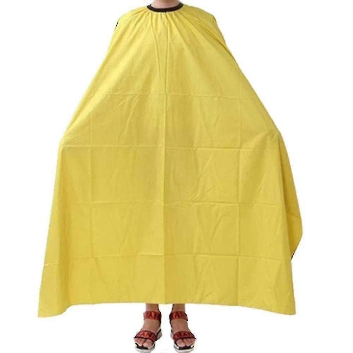 Pelerina de tuns pentru adulti, galbena, dimensiune mare, material usor si respirabil, ajustabila