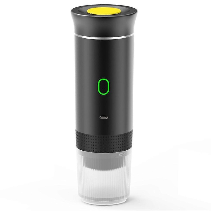 Masina de espresso portabila 3 in 1, alb, cu compartiment pentru cafea macinata si capsule, incarcare USB Type-C