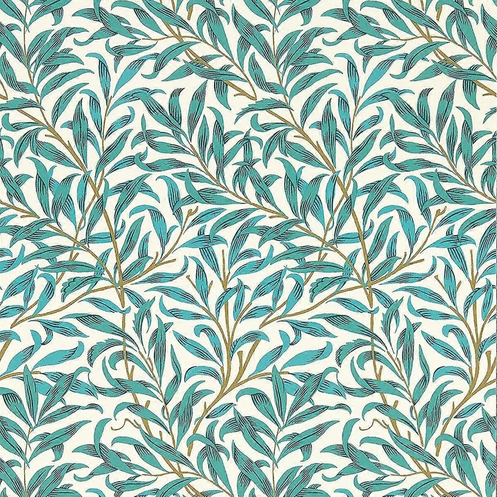 Tapet William Morris Willow Boughs, teal, 10m x 0.53m