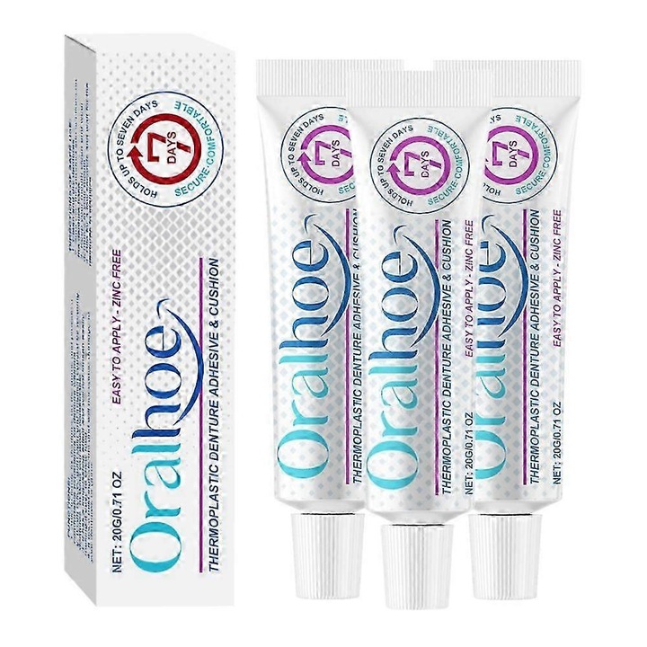 Adhesiv pentru proteze dentare, 20g, efect de fixare ferm, fara presiune excesiva, usor de curatat, 3 buc