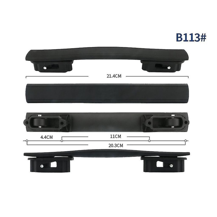 Maner de bagaj din plastic, set de 1 bucata, culoare neagra, rezistent la uzura