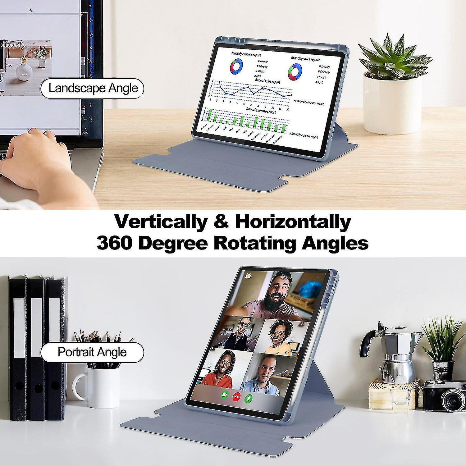Husa tableta cu suport rotativ, set cu tastatura Bluetooth, pentru Lenovo Tab M11, PU+acrilic, violet