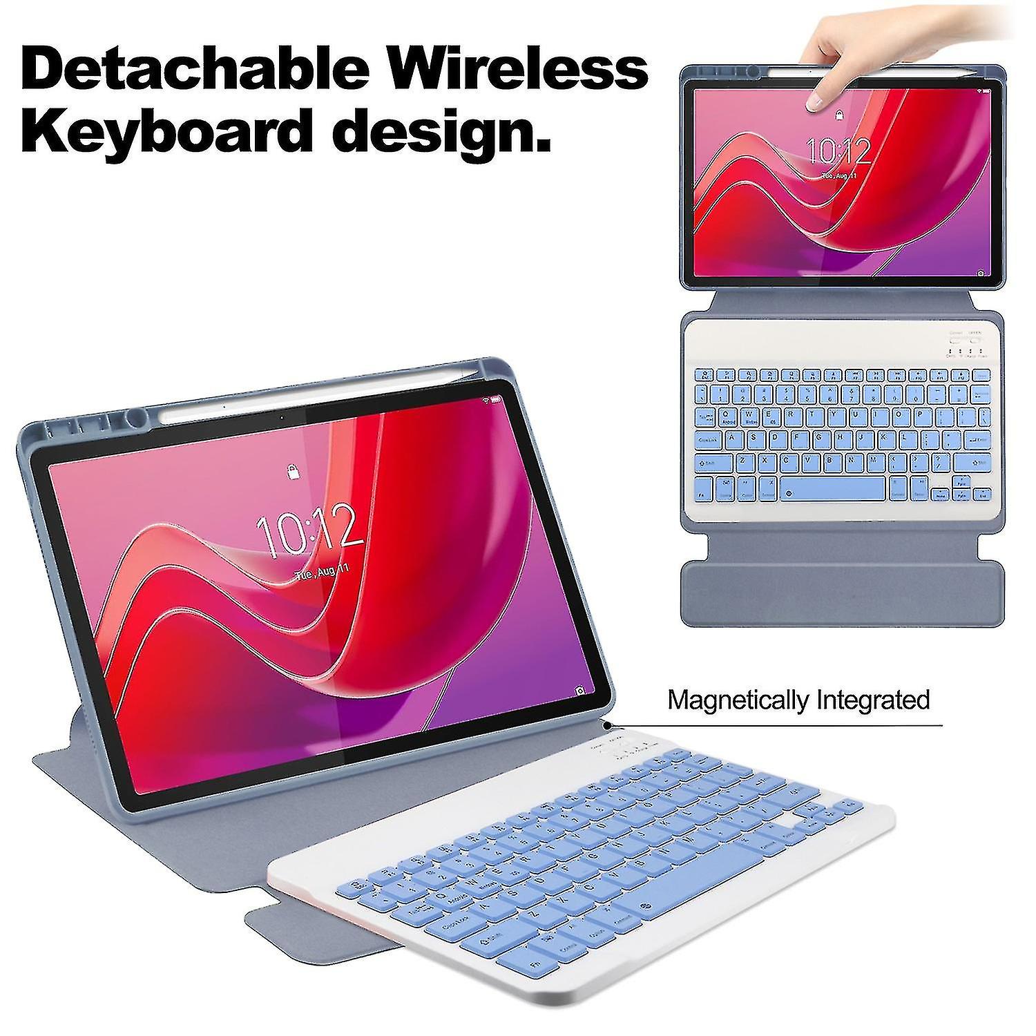 Husa tableta cu suport rotativ, set cu tastatura Bluetooth, pentru Lenovo Tab M11, PU+acrilic, violet