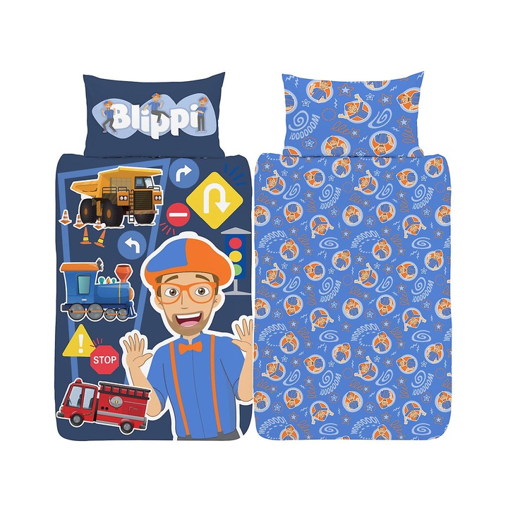 Blippi junior ágynemű szett, 2 részes, kék/többszínű, 120x150cm, 1 párnahuzat
