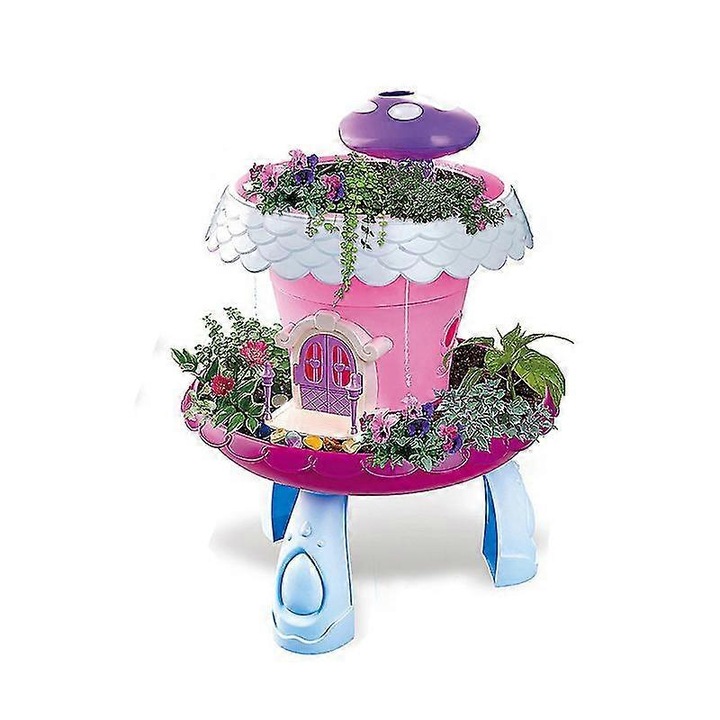 Kertészkedő játékszett, mágikus házikó, kerti kiegészítők, 2 virágcserép, 4 szerszám, többszínű, 3+ éves gyermekeknek