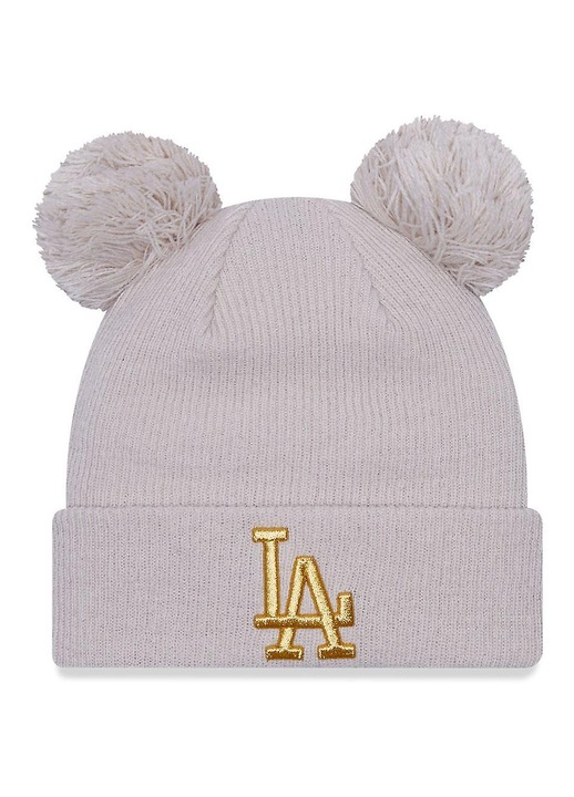 Caciula dama, LA Dodgers, tricotata, cu pompon, culoare brown, set