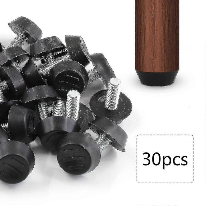 Set 30 Picioare Reglabile pentru Mobilier, 6mm, 15mm, 23mm, Plastic/ Inox