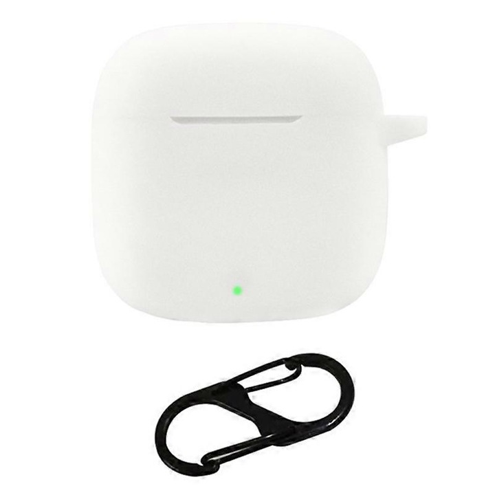 Husa din silicon rezistent la praf pentru casti Bluetooth Huawei FreeBuds SE 2, albastru deschis, 61x54x29mm, set cu catarama anti-pierdere