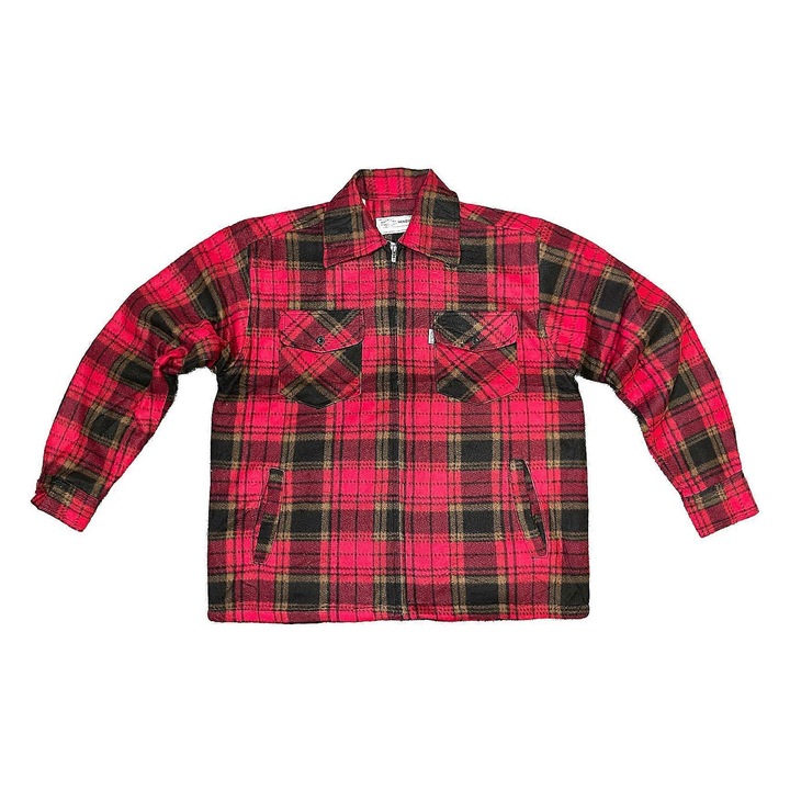 Jacheta de lucru barbati, camasa termica, flanel, rosu vin, 3XL