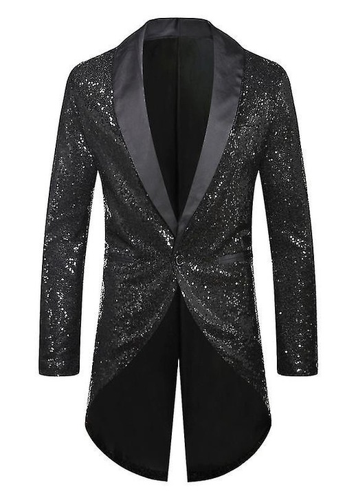 Sacou barbatesc cu paiete, elastan, negru