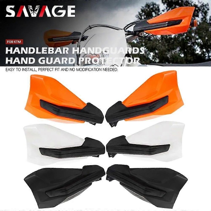 Motorkerékpár kézvédő készlet, Savage, 2014-2022, fehér/narancs/fekete