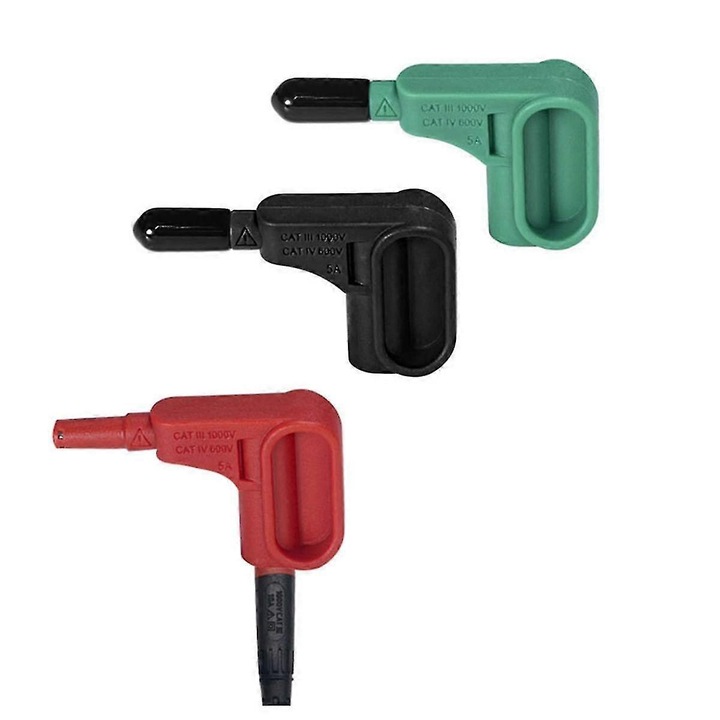 Set de 3 sonde pentru multimetru, rosu, negru, verde, diametru 4mm