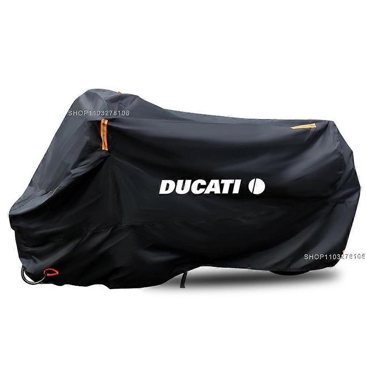 Husa motocicleta impermeabila, 180cm, neagra, pentru toate modelele, cu 4 benzi reflectorizante, material oxford, protectie UV