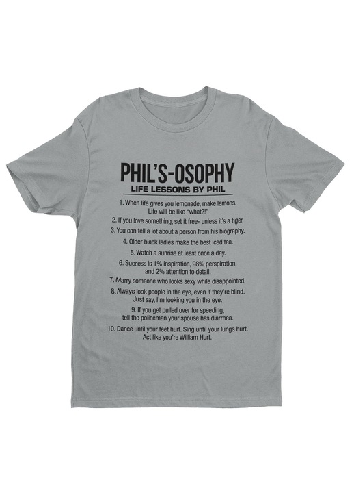 Unisex póló Phil's-osophy Dunphy, pamut/poliészter, melange szürke/fekete