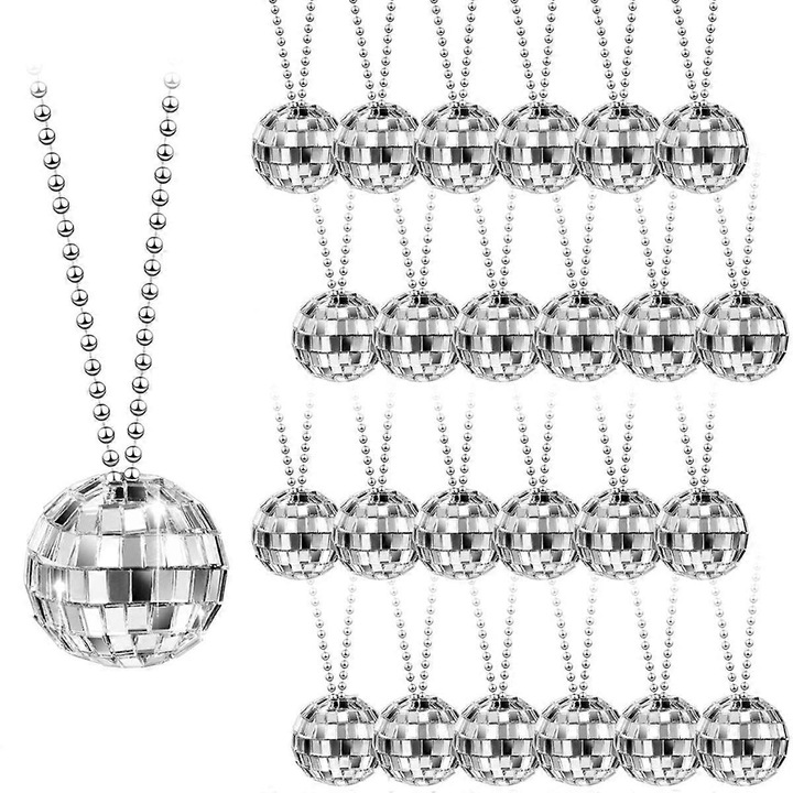 Set 36 Coliere Disco Ball, 1.18 inch, argintii