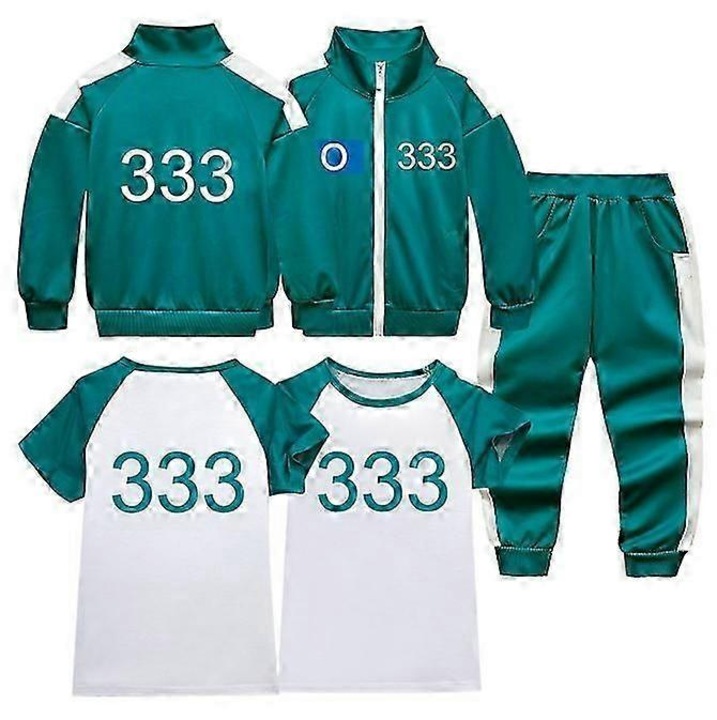 Комплект пълен костюм Squid Game, 3 части, яке, риза с къс ръкав, панталони, многоцветен, 160 см