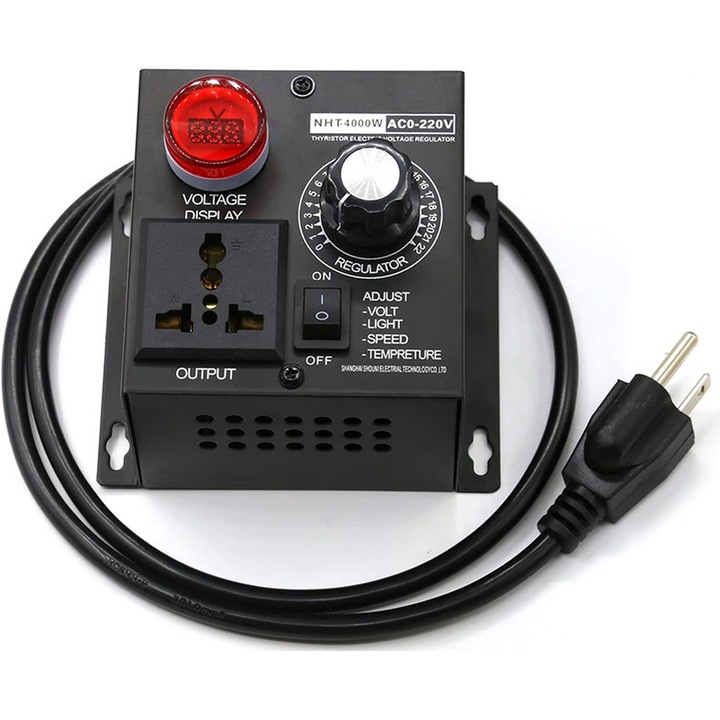 Регулатор на скоростта на AC мотор 220V Rqiurpn, 4000W, черен, 115x100x60мм