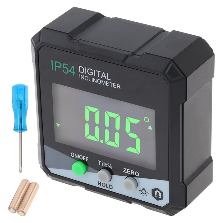 Digitális dőlésmérő, Rqiurpn, IP54 vízálló, fekete