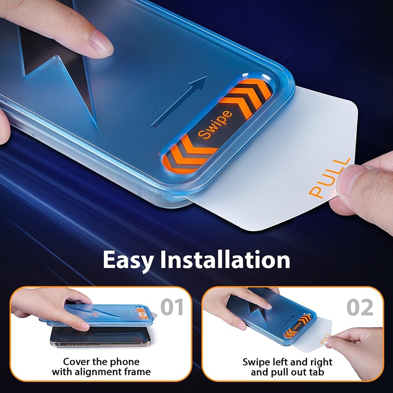 Set folii protectie sticla securizata compatibila cu iPhone 17 PRO, Rqiurpn, 2 folii pentru ecran si 2 protectii pentru camera, transparent, 6.3-inch