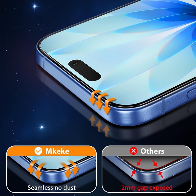 Set folii protectie sticla securizata compatibila cu iPhone 17 PRO, Rqiurpn, 2 folii pentru ecran si 2 protectii pentru camera, transparent, 6.3-inch