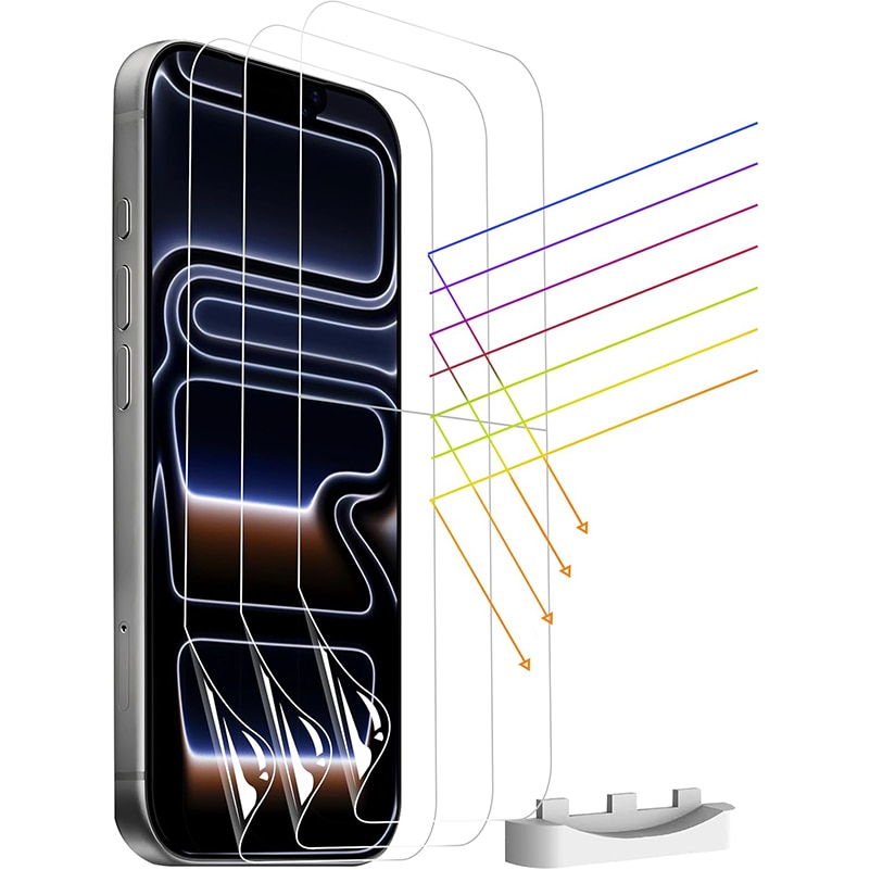 Set folii protectie sticla securizata compatibila cu iPhone 17 PRO, Rqiurpn, 2 folii pentru ecran si 2 protectii pentru camera, transparent, 6.3-inch