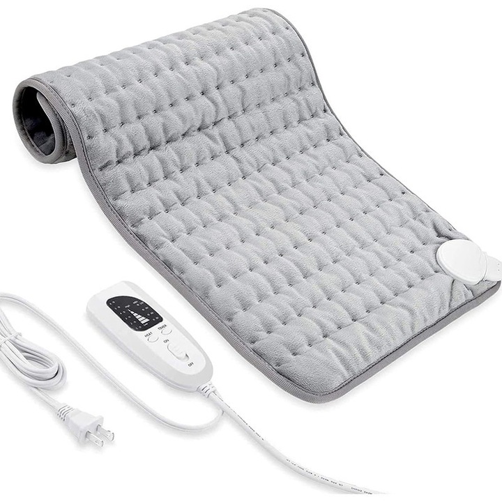 Patura electrica perne de incalzire pentru crampe, Rqiurpn, oprire automata, lavabila la masina, perna de incalzire pentru gat si umeri, genunchi, brate, picioare etc, 43*84 cm, gri argintiu