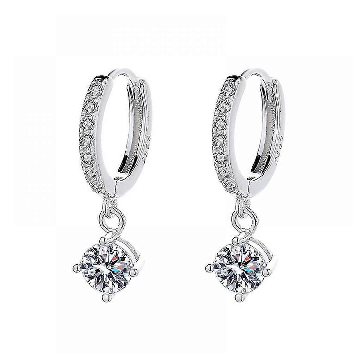 Cercei stud rotunzi din zirconiu, set, argint S925, eleganti, pentru femei