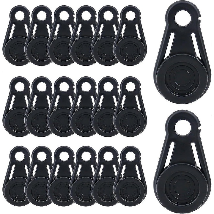 Set 20 Clipsuri pentru prelata, 3.31"x1.81"x0.47", Rezistent la Vreme, Negru