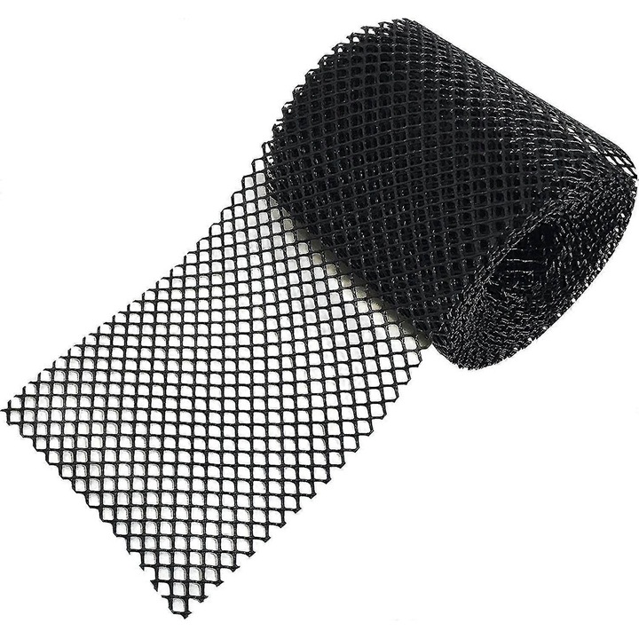 Protectie pentru jgheaburi, Plastic, 0.15x6m, flexibil, rezistent la rugina, Negru