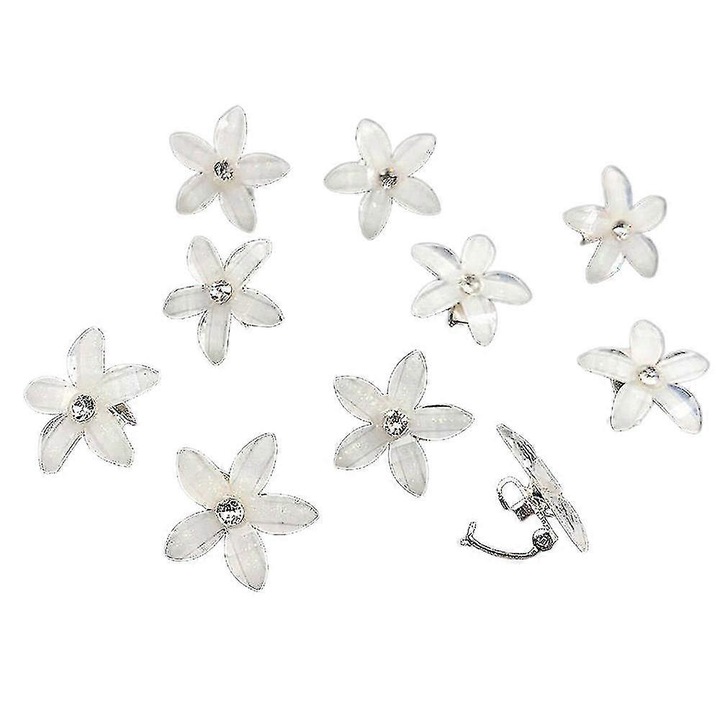 10 darab fehér virágos hajcsat szett menyasszonyoknak, esküvői haj kiegészítők, dekoráció, mini csatok