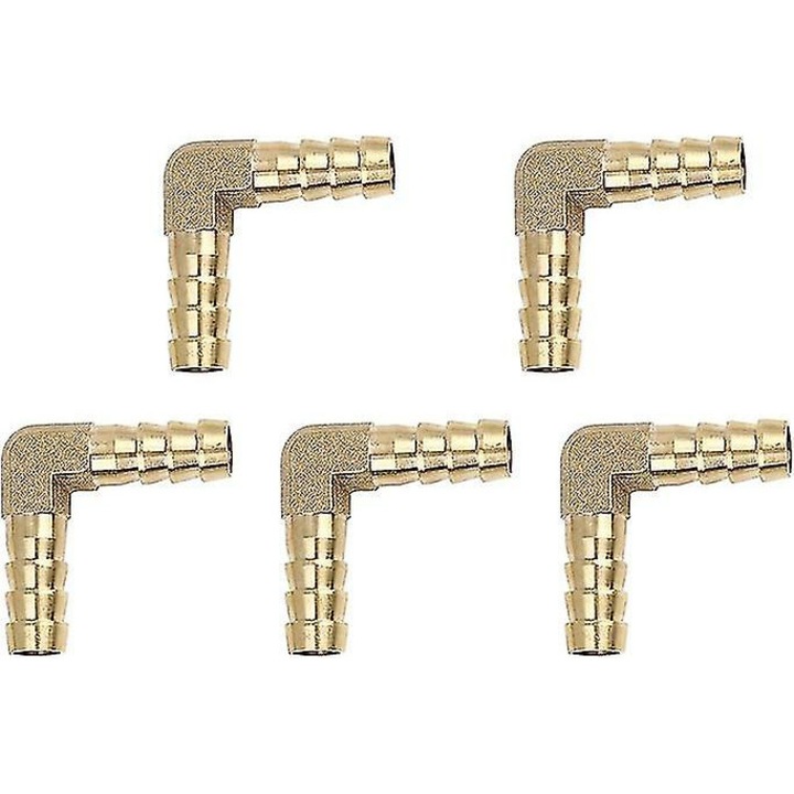 Set 5 Alamă Fitinguri, Cot 90 Fokos, Külső Menetes, 10mm