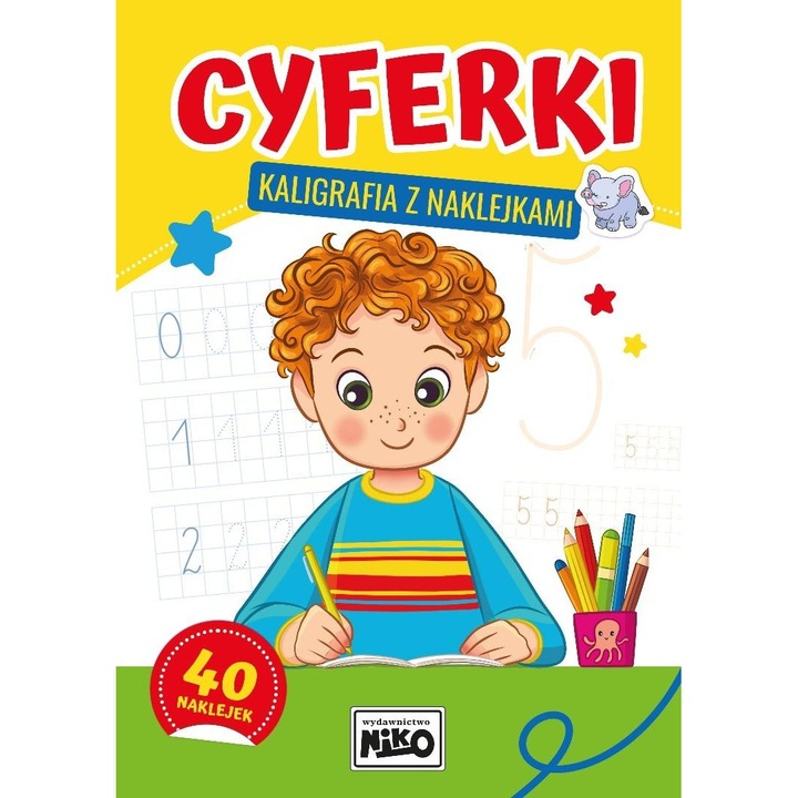 Cartea Cyferki - NIKO, caligrafie cu autocolante, exercitii scriere cifre, 2023