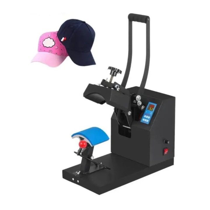 Masina de presa termica pentru palarii, design ergonomic, afisaj LCD, negru, 9x14cm