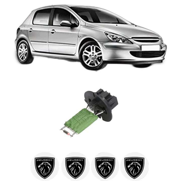 Rezistenta trepte ventilator aeroterma PEUGEOT 307 (3A/C) din 2000-2012, rezistor ventilator habitaclu auto, 4x Stickere Auto cu PEUGEOT