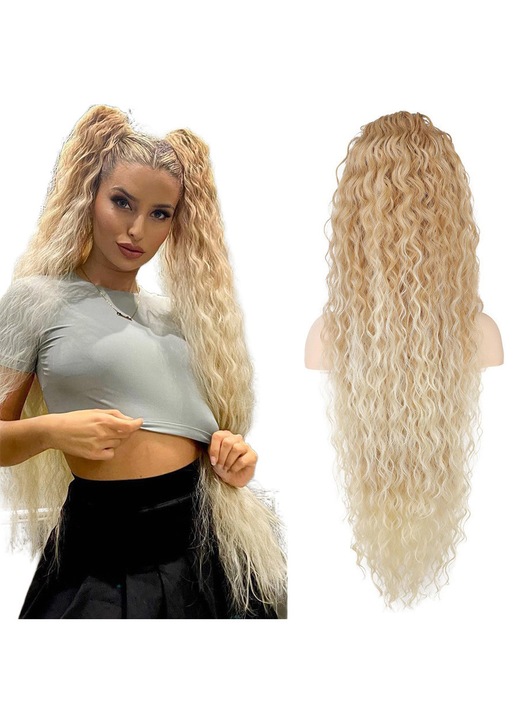 Extensie coada de cal, Fibra sintetica, 90cm, Blond