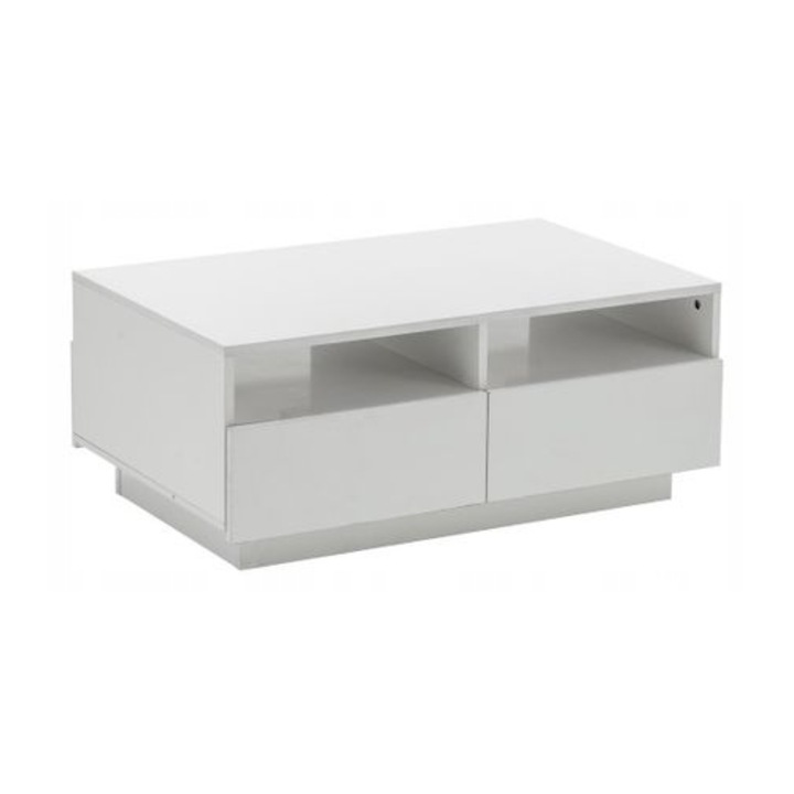 Dohányzóasztal, Inna, téglalap alakú, fehér, MDF