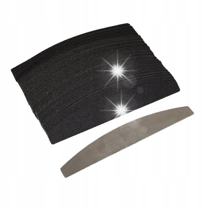 Pilnik de unghii profesional, 100 bucati, 18cm, forma semicirculara, otel inoxidabil