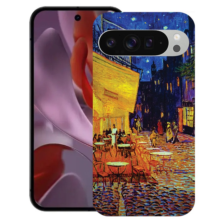 BestCase® Tok Google Pixel 10 Pro XL-hez, Van Gogh „Éjszakai kávézóterasz” design, Matt TPU Ultra Slim, 2052000 B 1283