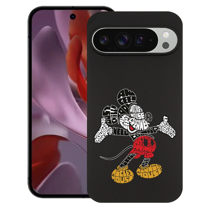 BestCase® Husa pentru Google Pixel 10 Pro XL cu Design Calligraphy Mickey Mouse, TPU Mat Ultra Slim, 2052000 B 1525