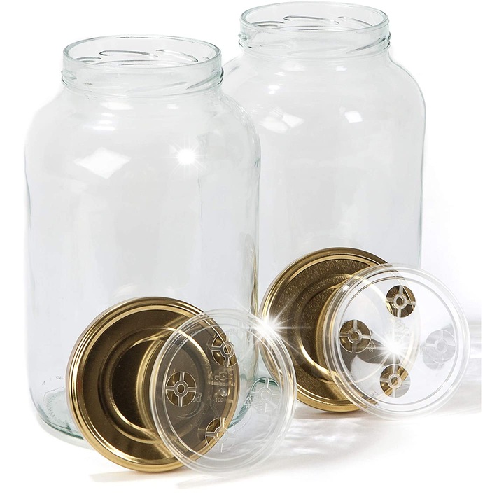 Set de borcane pentru conservare 4,25L 2szt, sticla, capac metalic, fara plumb