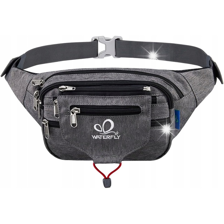 Sport övtáska, magas, multifunkcionális, 5 zsebbel, szürke, 39x19x9cm