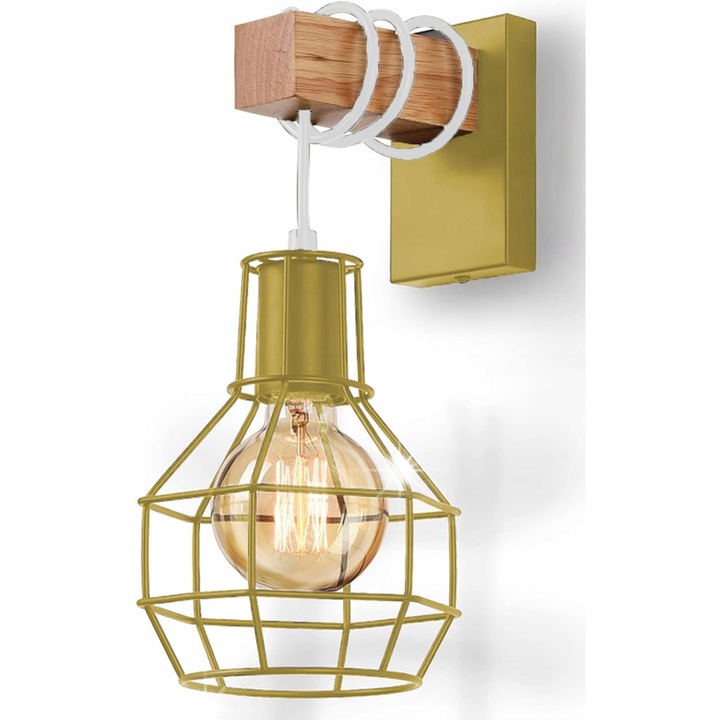 Lampa de perete vintage E27, zlat, 7,5x12cm, 29cm inaltime, 13cm lungime