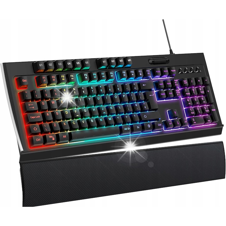 Tastatura A4Tech FSTYLER FX60H, neagra, iluminare neon, 12 taste multimedia, 2 porturi USB