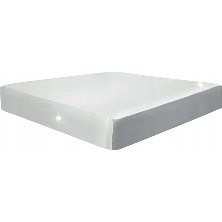 Cearceaf de pat satinat cu elastic, 180x200x35cm, alb