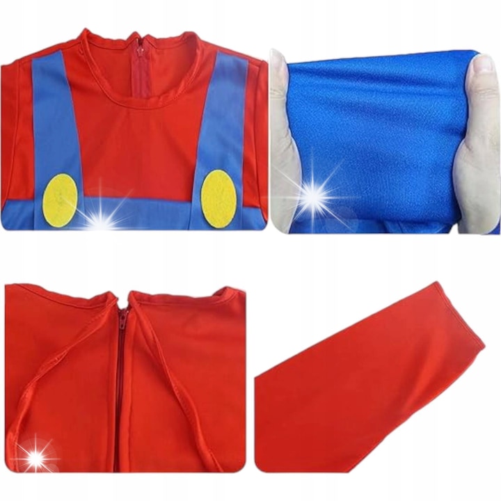 Super Mario jelmez fiúknak, WKS, komplett szett, piros-kék, XL méret (140-146 cm)