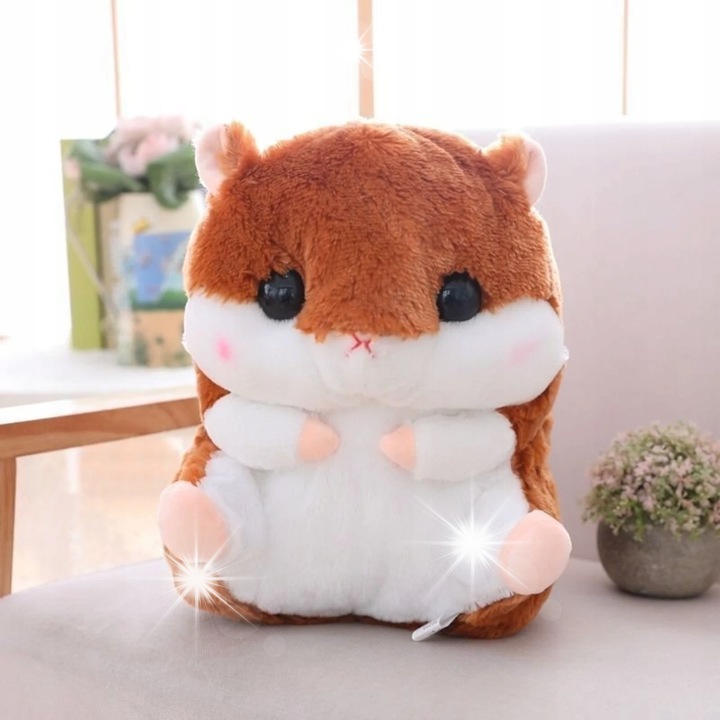 Jucarie de plus, WKS, Chomik cu patura, 35cm, culoare maro cu detalii albe, set