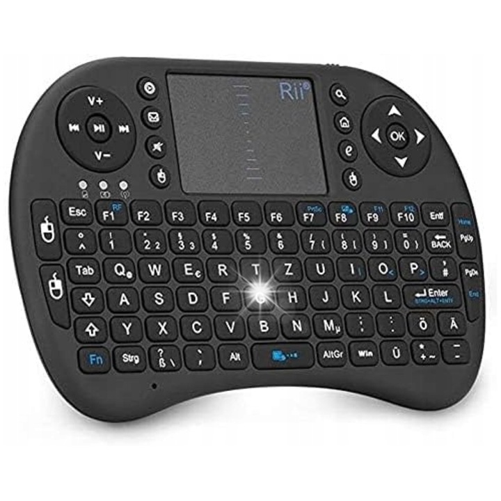 Tastatura multimedia wireless 2.4GHz, set cu mouse si touchpad, Micro-USB, neagra