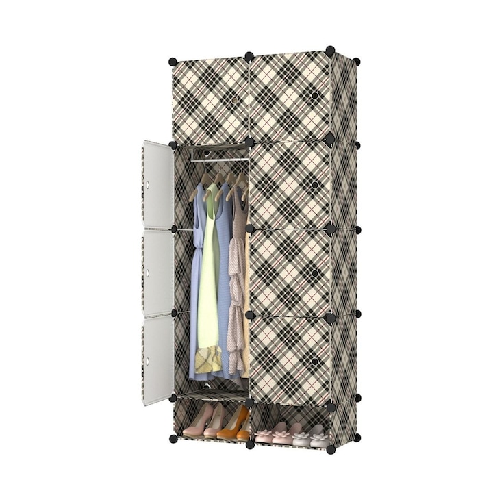 Dulap Modular, 8 Usi, Naimeed D7159, 162x75x37cm, Crem