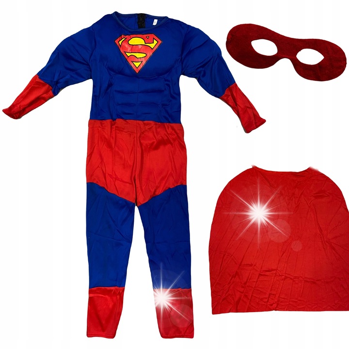 Costum Superman 3 in 1, Toys, peleryna, masca, marimea M, 110-116 cm