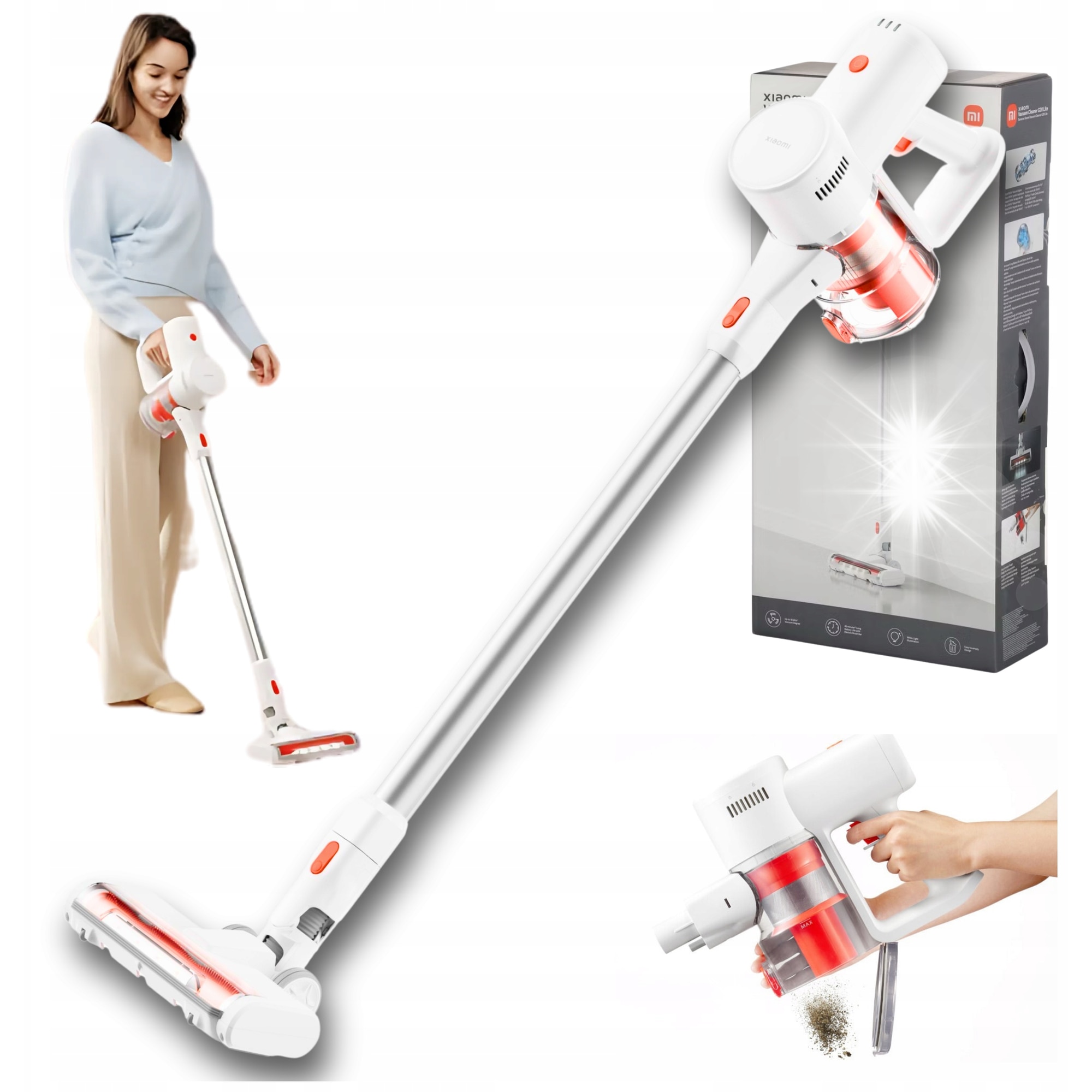 Aspirator vertical fara fir Xiaomi G20 Lite, 18000Pa, filtrare 5 etape, alb, 34x21.7x11.4cm